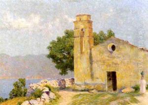 Paysage Mediterranean Avec Eglise by Fernand Lantoine