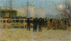 Abendliche Versammlung Vieler Personen by Fernand Lantoine