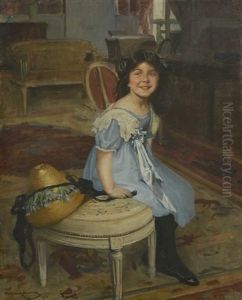La Jeune Amica Dans Un Interieur by William Julien Emile Laparra