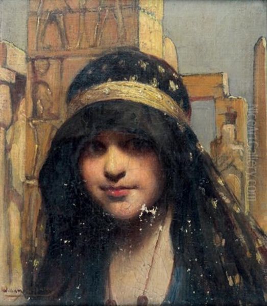 Jeune Fille En Egyptienne Devant Un Temple - view 1