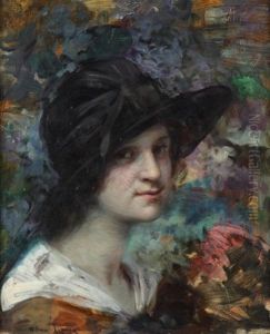 Portrait De Femme Au Chapeau by William Julien Emile Laparra