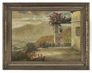 Terrace View Of The Amalfi Coast by Georgi Alexandrovich Lapchine