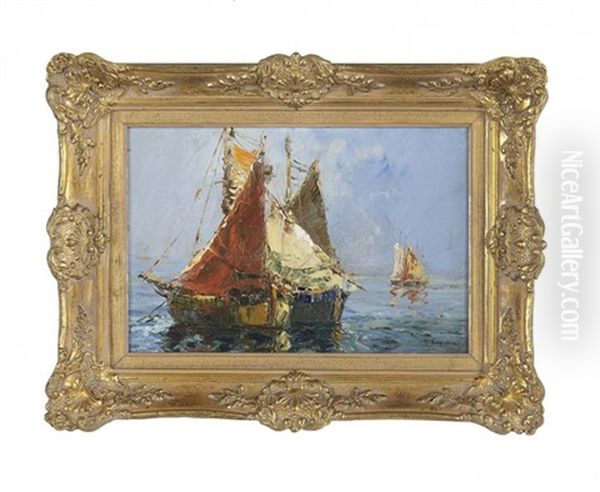 Mediterranean Seascape With Fishing Boats - view 1
