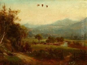 Country Landscape With Cows By A Stream by Martha Wood Belcher