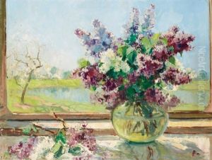 Bouquet De Lilas Devant La Fenetre