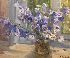 Flowers By The Window by Georgi Alexandrovich Lapchine