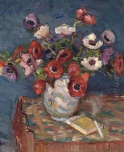 Poppies In A Vase by Georgi Alexandrovich Lapchine