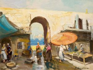 Cours Saleya, Nice by Georgi Alexandrovich Lapchine