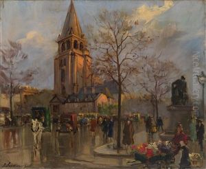 Place Saint-germain-des-pres by Georgi Alexandrovich Lapchine