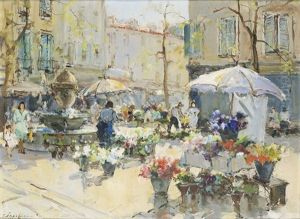 Marche Aux Fleurs, Aix-en-provence by Georgi Alexandrovich Lapchine