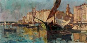 Port De Peche A St. Tropez by Georgi Alexandrovich Lapchine