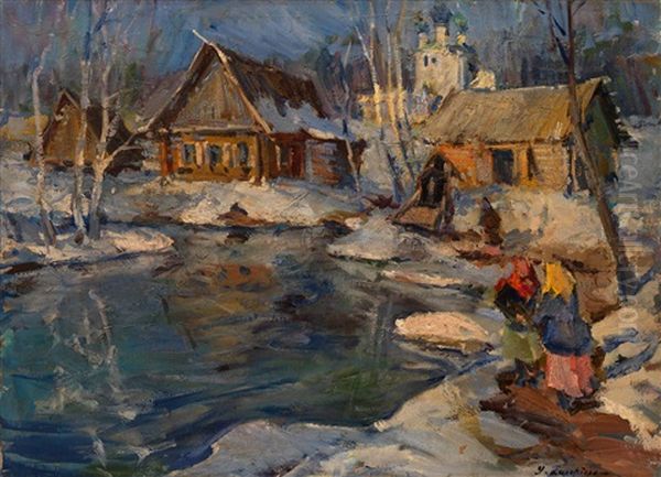 Russian Village In Winter - view 1