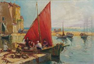 Pecheurs Preparant Leurs Filets by Georgi Alexandrovich Lapchine