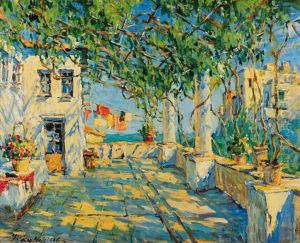 Sur La Terrasse by Georgi Alexandrovich Lapchine