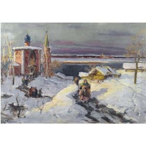 Returning From Church by Georgi Alexandrovich Lapchine
