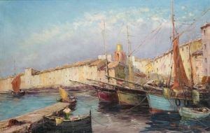Le Port De Saint-tropez by Georgi Alexandrovich Lapchine