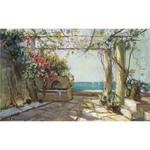 View Of A Garden In The South Of France by Georgi Alexandrovich Lapchine