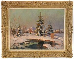 Winter Landscape by Georgi Alexandrovich Lapchine