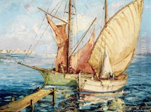 Bateaux De Pecheurs by Georgi Alexandrovich Lapchine