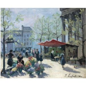 The Flower Market by Georgi Alexandrovich Lapchine
