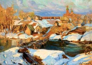 Le Village Russe Sous La Neige by Georgi Alexandrovich Lapchine