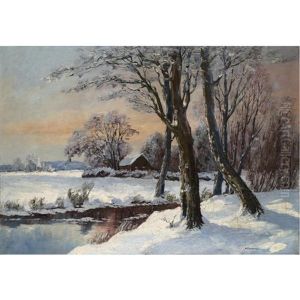 Winter Landscape by Georgi Alexandrovich Lapchine