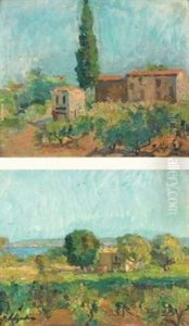 Paysage Du Midi (+ Another; Pair) by Georgi Alexandrovich Lapchine
