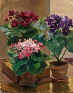 Still Life With Flowers by Georgi Alexandrovich Lapchine