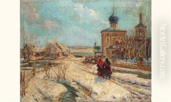 Deux Femmes Dans Un Village Enneige - view 1