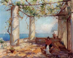 Terrace On The Italian Coast by Georgi Alexandrovich Lapchine
