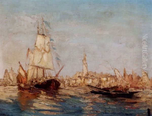 Boats On An Italian River - view 1
