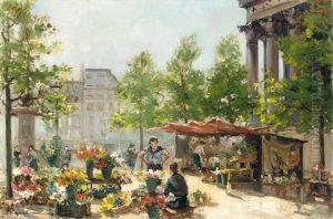 The Flower Market by Georgi Alexandrovich Lapchine