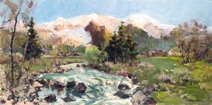 Alpine Landscape by Georgi Alexandrovich Lapchine
