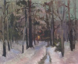 Sunset In The Forest by Georgi Alexandrovich Lapchine