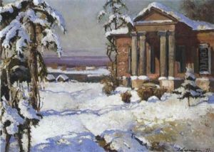 Village Sous La Neige by Georgi Alexandrovich Lapchine