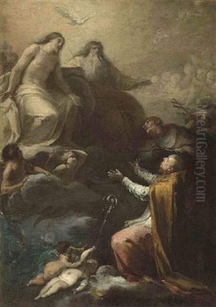 The Holy Trinity Appearing Before Saints Gregory Barbarigo And Carlo Borromeo - view 1