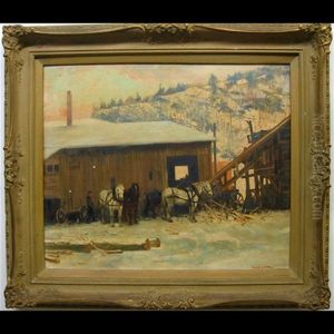 Farmer & Horses At Sawmill
