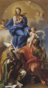 Madonna In Gloria Con San Cristoforo E Santo Vescovo by Gaetano Lapis