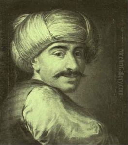 Portrait Of A Turk Wearing A Red Silk Waistcoat And White Turban