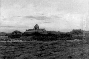 Landschaft Mit Brachliegenden Feldern Und Schloss Landschaft Mit Brachliegenden Feldern Und Schloss