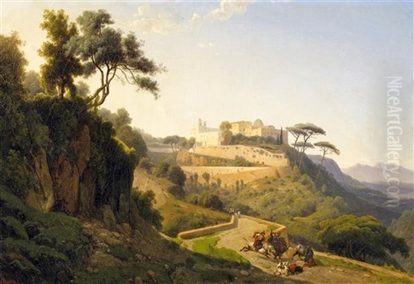 Blick Auf Ein Kloster In Italienischer Hugellandschaft - view 1