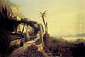Vue De Couvent Des Carmini A Amalfi by Louis Auguste Lapito