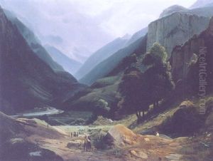 Vue D'unterseen, Berne by Louis Auguste Lapito
