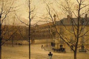 A French Street Scene In Autumn by Charles Laplante