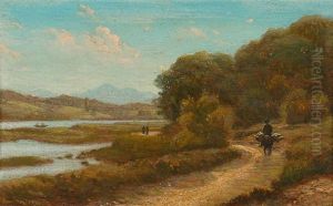 Flusslandschaft Mit Bauer Und Esel by Arres-Jules Lapoque