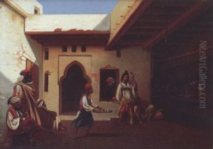 Le Cafe Maure A Alger by Arres-Jules Lapoque