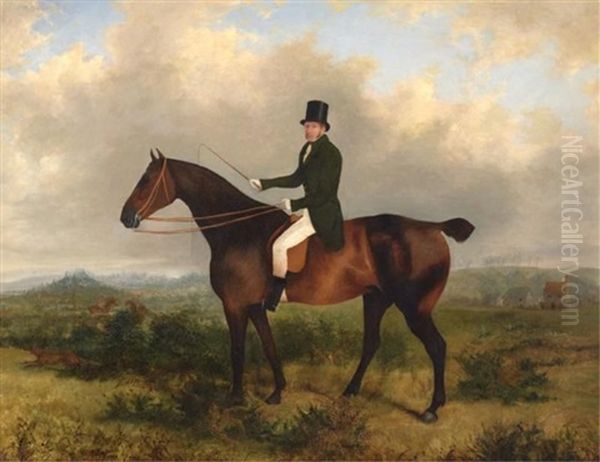 Equestrian Figure, Fox Hunt In Distance - view 1