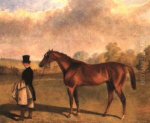 A Chestnut Horse And Groom by George Henry Laporte