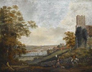 Rochester From The Banks Of The Medway, The Bridge And Castle In The Distance