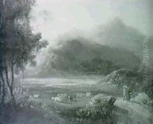 Welsh Landscape With Cattle Resting By A Lake Welsh Landscape With Cattle Resting By A Lake